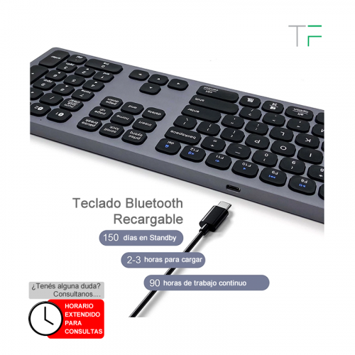 Teclado bluetooth recargable c/numérico
