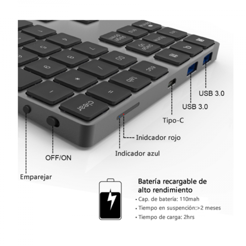 Teclado numérico bluetooth