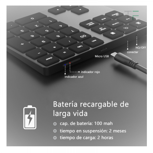 Teclado numérico bluetooth (micro USB)