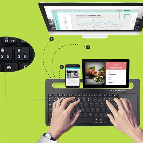 Teclado con porta-dispositivo